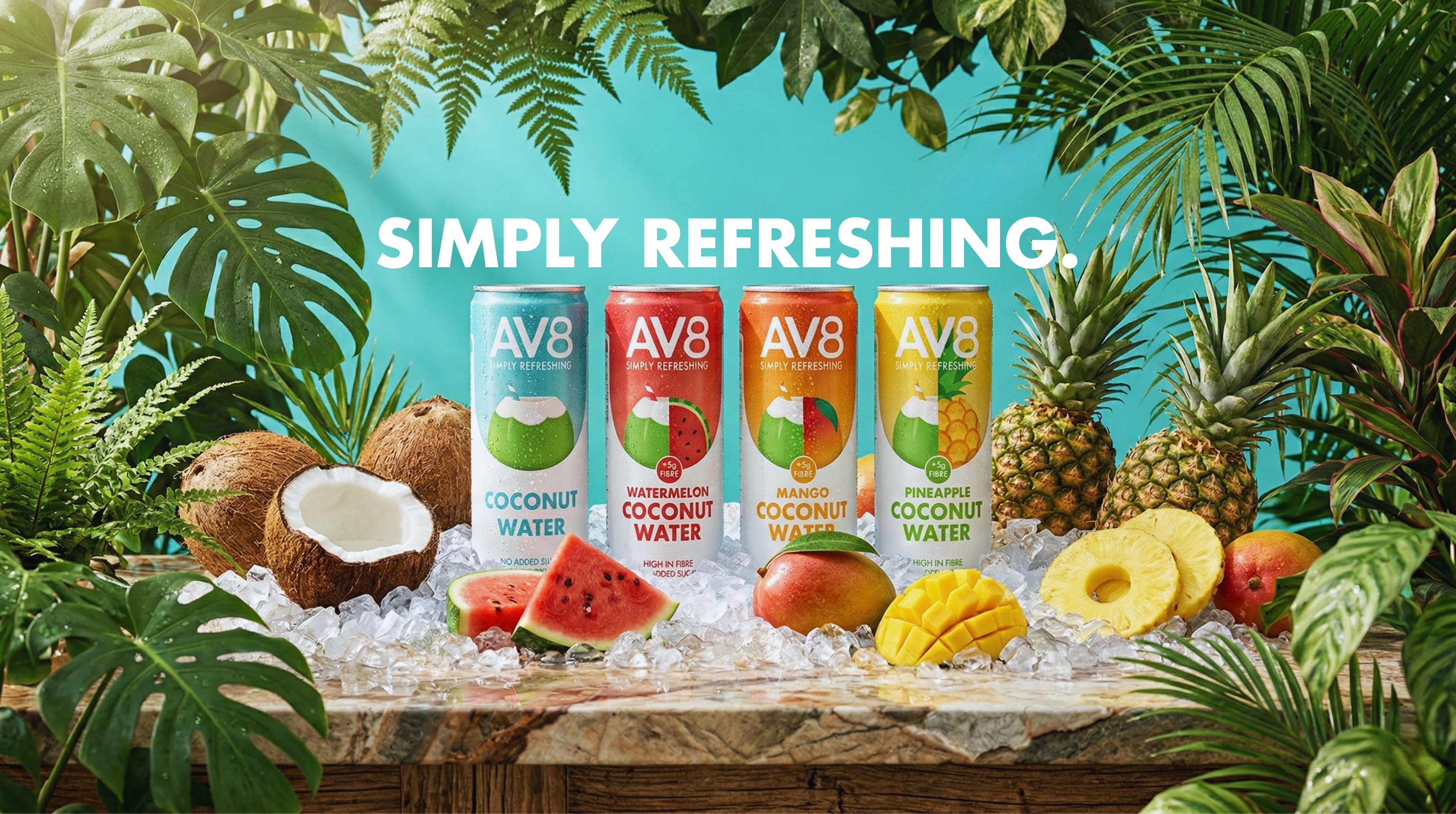 AV8 Hydration – Kokoswasser Startup aus Köln – alle vier Sorten: Pures Kokoswasser, Mango, Wassermelone und Ananas – 100% natürliches Kokoswasser, online kaufen in Deutschland