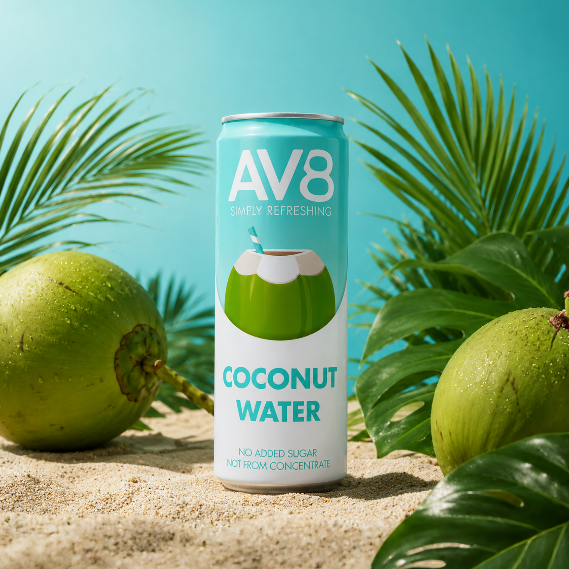 AV8 Pures Kokoswasser 330ml Dose – 100% natürliches Kokoswasser ohne Zuckerzusatz, nicht aus Konzentrat, aus Vietnam
