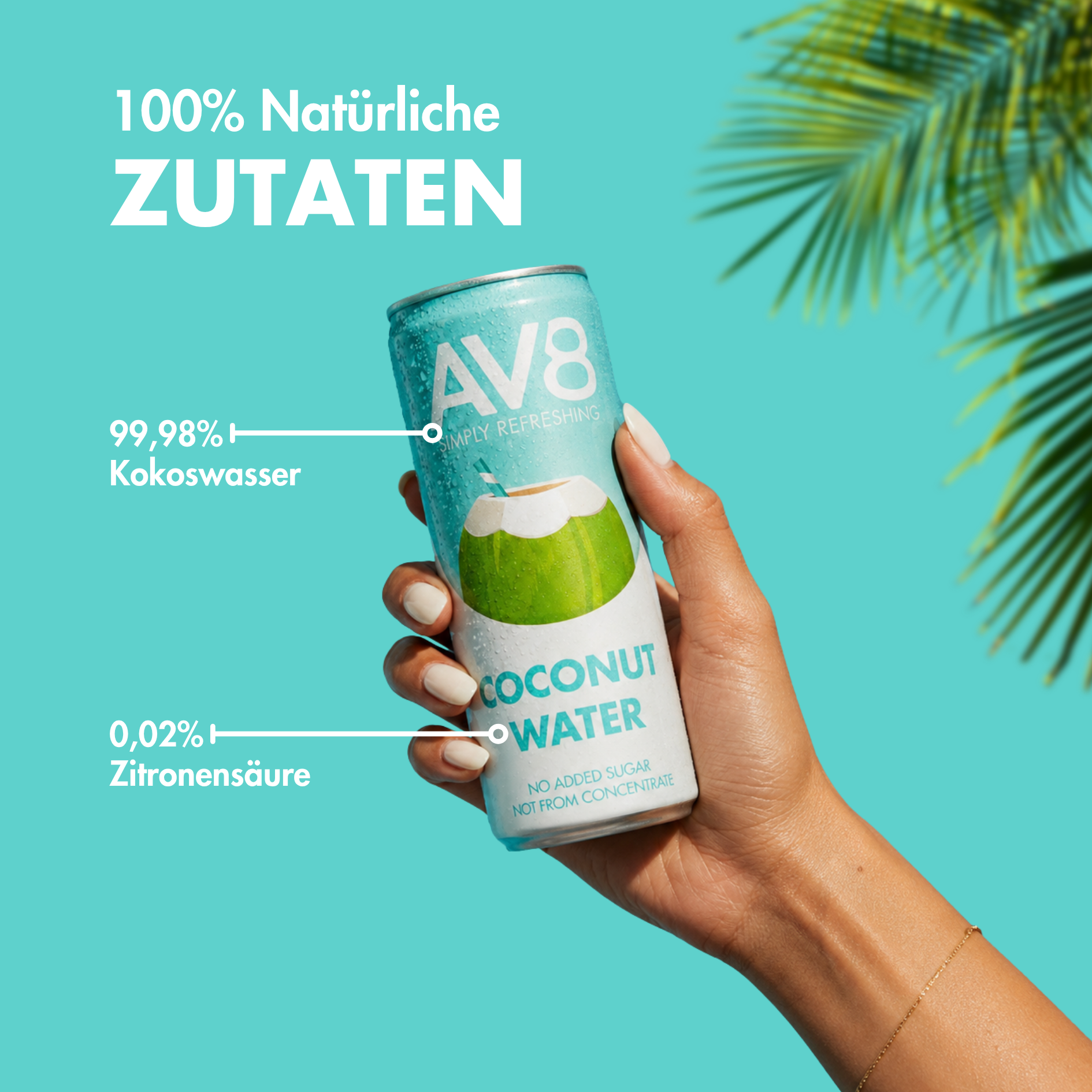 AV8 Pures Kokoswasser Inhaltsstoffe – 100% natürliche Zutaten, kein zugesetzter Zucker, nicht aus Konzentrat